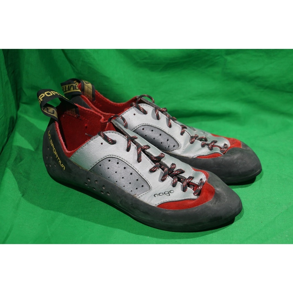 La Sportiva Men Nago Red Silver Rock Climbing Shoes Size EU 42 / Mens US 9